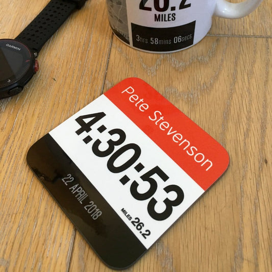 Coaster to celebrate Marathon Finisher - Commemorative gift finishers gift - Race number Design
