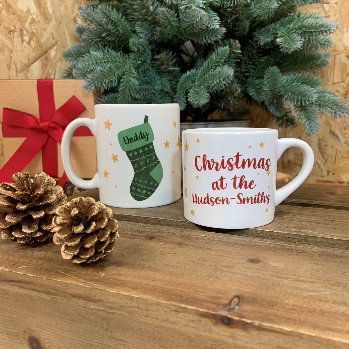 Personalised Christmas Stocking Mug & Coaster Family Gift Set