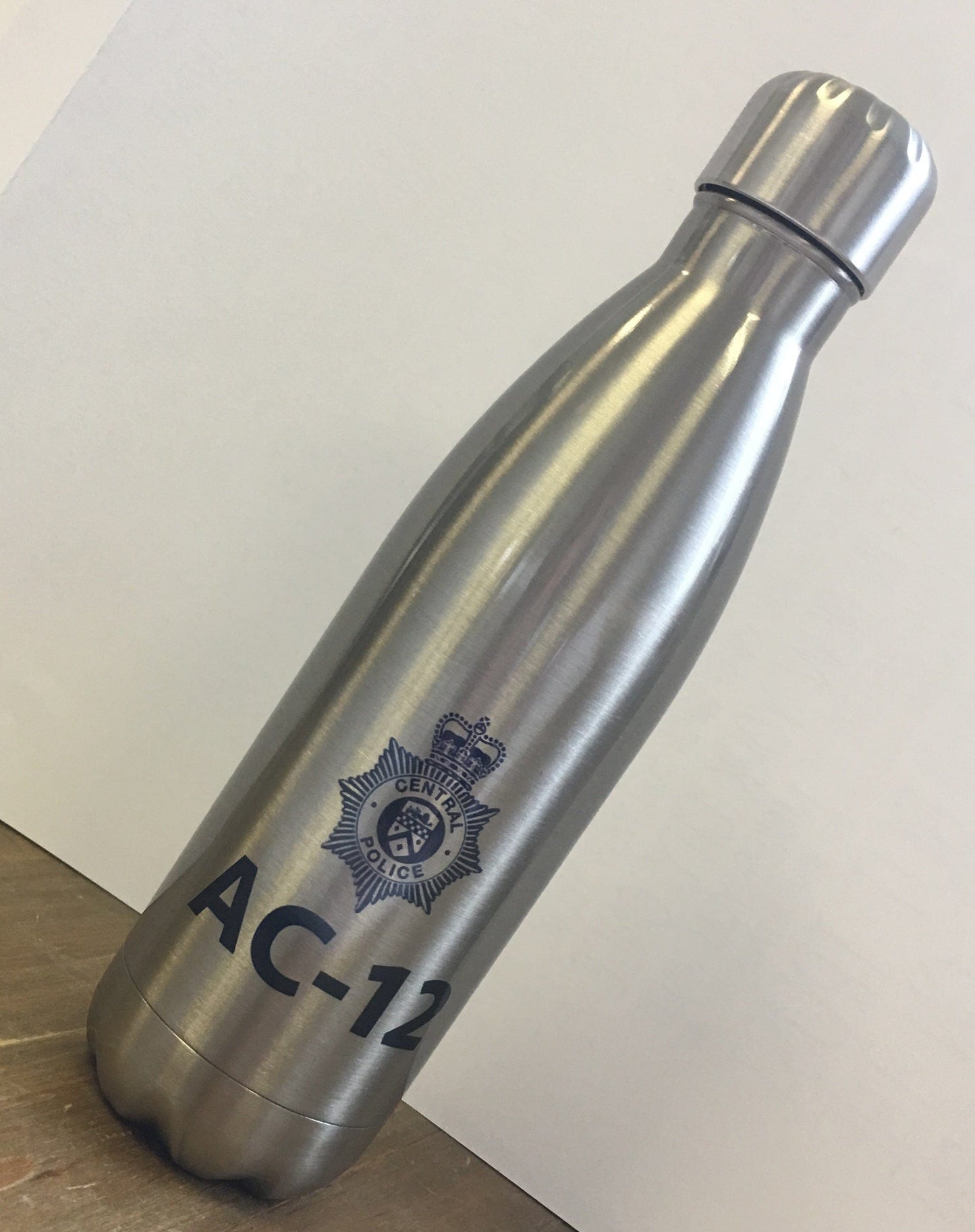 Line of duty Ac-12 wtarebottle personalised with name in stainless steel