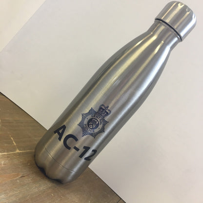 Line of duty waterbottle with Ac-12 logo