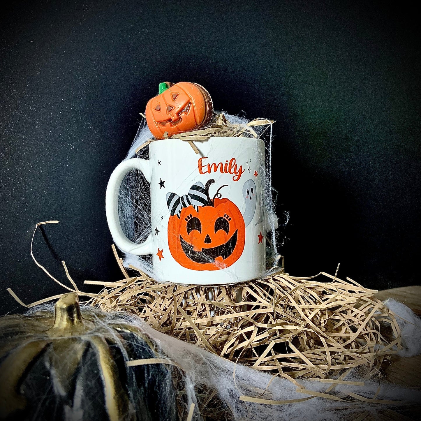 Halloween Mug - Personalised Pumpkin Mug & Coaster Set