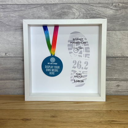 Running Medal Framed Display Gift - Personalised Race Result Print - Marathon Half 5K 10K Ultramarathon