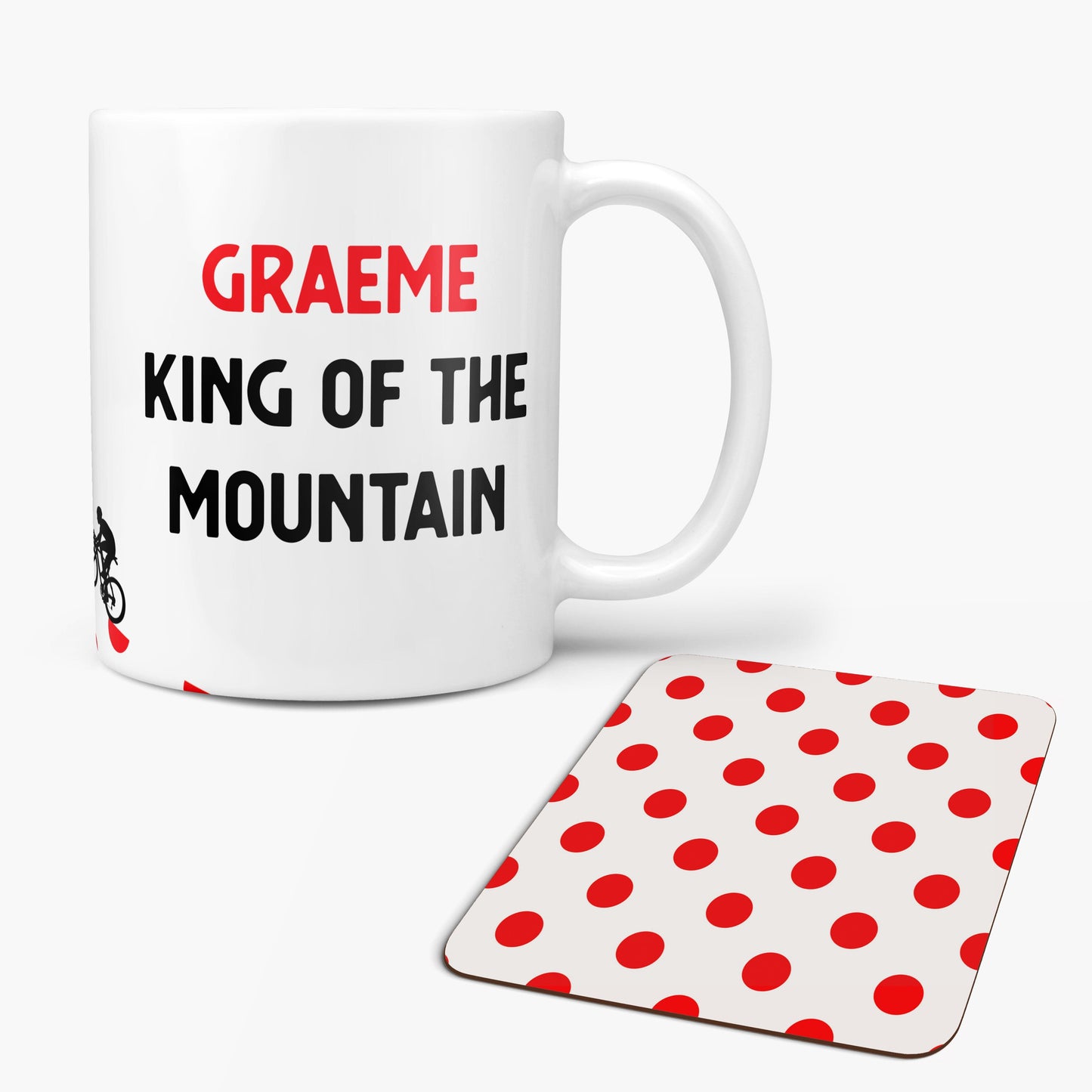 Personalised King of the Mountain Mug and Coaster Set | Gift for Cyclist, Bike, Dirt bike
