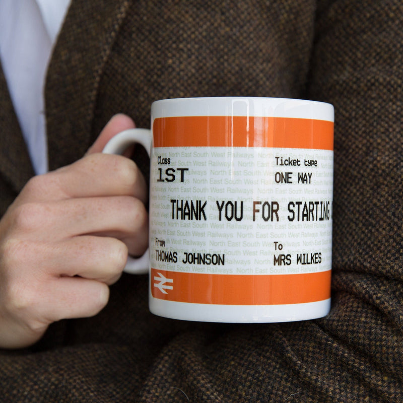 Train Ticket Inspired Teacher Gift Mug