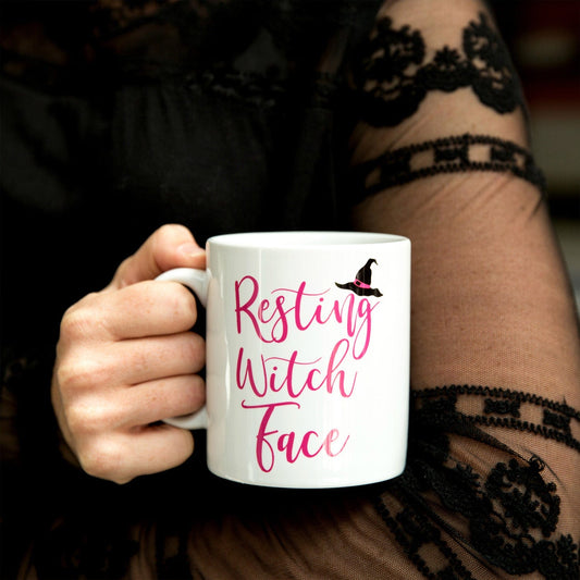 Funny Mug Gift - Resting Witch Face Mug Personalised - Halloween Or Stocking Filler Gift For Her Under £10