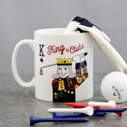 Mens Golf Present - King Of Clubs Playing Card Mug Personalised - Gift For Him