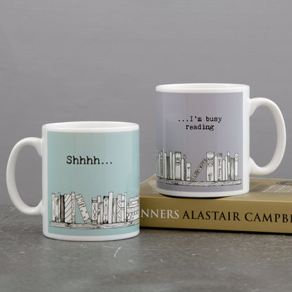 Shhh...I'm Busy Reading Mug & Coaster Gift Set - Ideal Gift For Book Lover - Reading Themed Present
