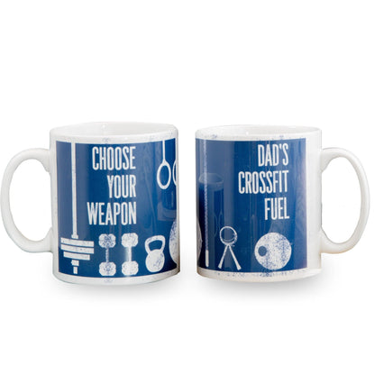 Fitness Gift - Gym Equipment Personalised Mug Coaster Gift set - Weights Fitness Crossfitter Secret Santa