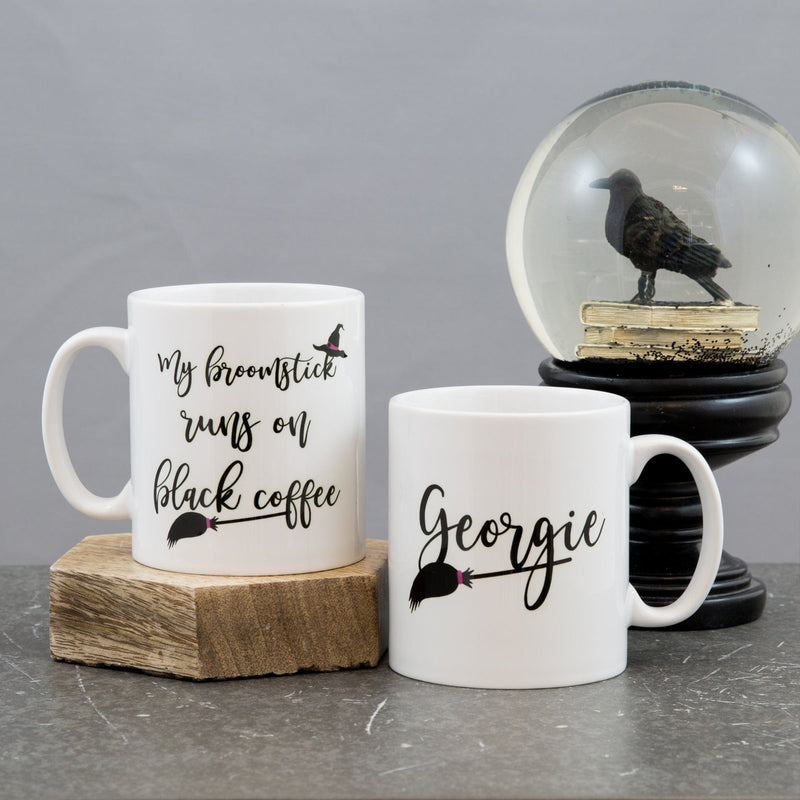 Halloween Witch Gift - My Broomstick Runs On Mug Personalised - Secret Santa Present