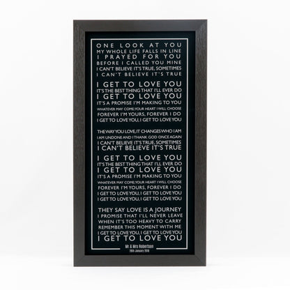 Song lyrics print looks like London Bus Blind in a frame