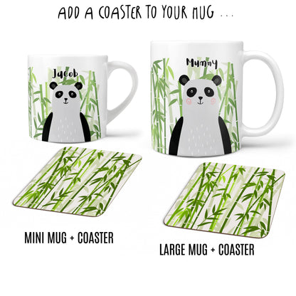 Panda Bear Personalised Mug and Coaster Set - Fun Mummy Daddy Baby Panda Family Gift - Mama Papa Toddler Mug Set Christmas Eve Present