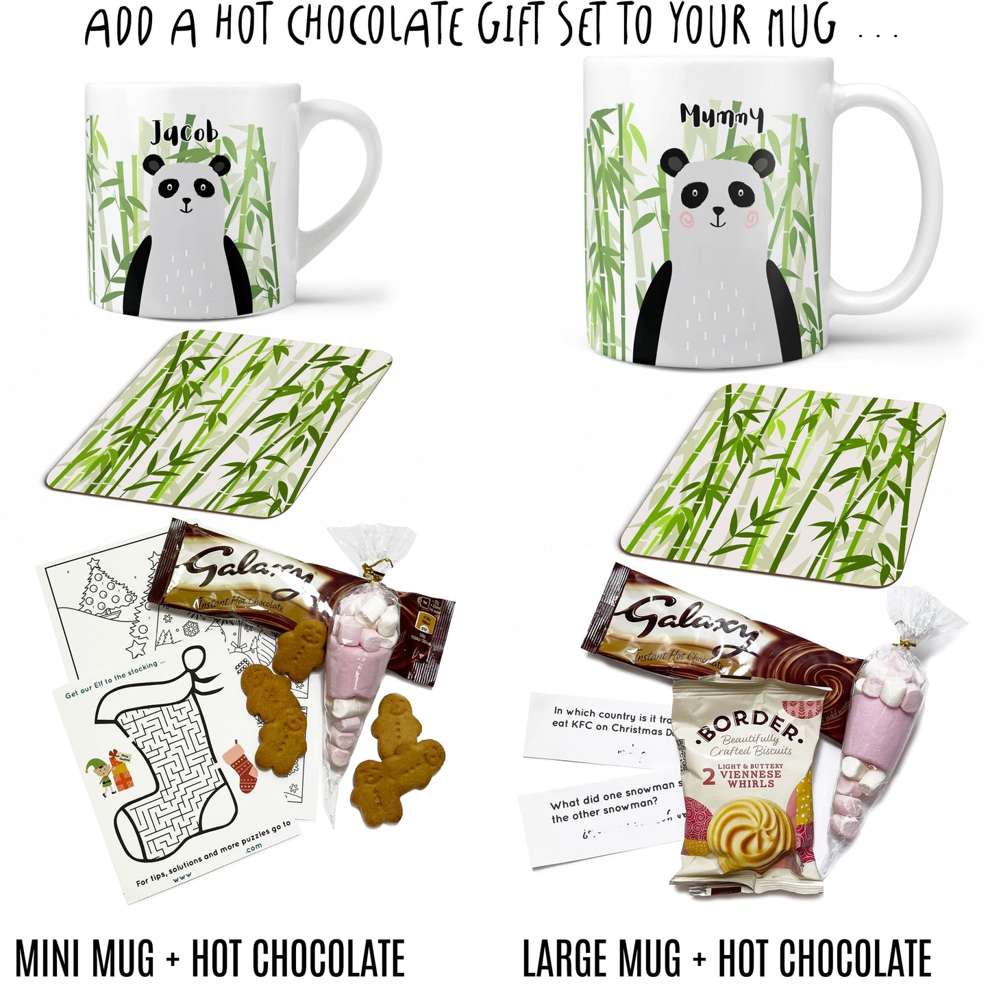 Panda Bear Personalised Mug and Coaster Set - Fun Mummy Daddy Baby Panda Family Gift - Mama Papa Toddler Mug Set Christmas Eve Present