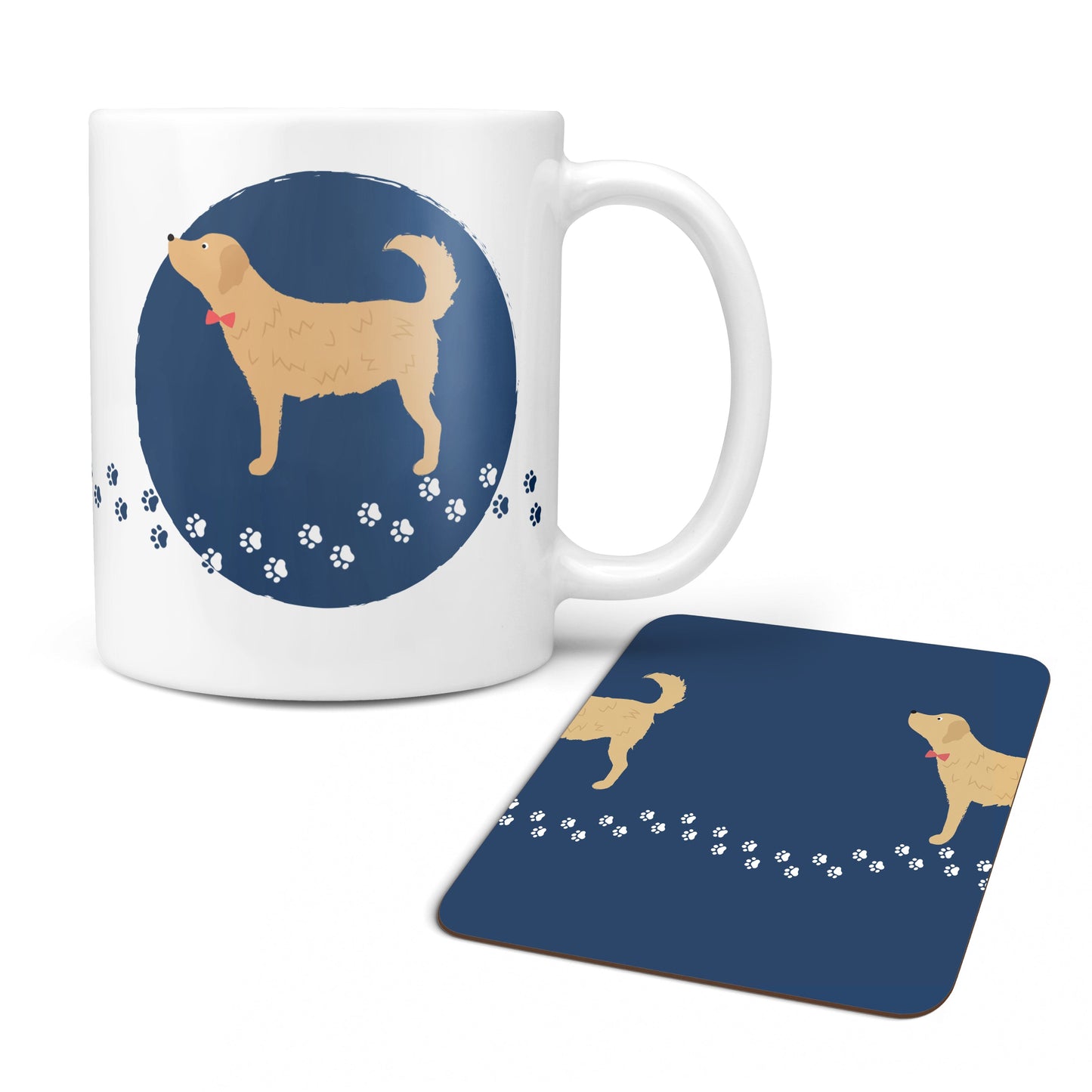 Personalised Golden Retriever Dog Mug & Coaster Gift Set