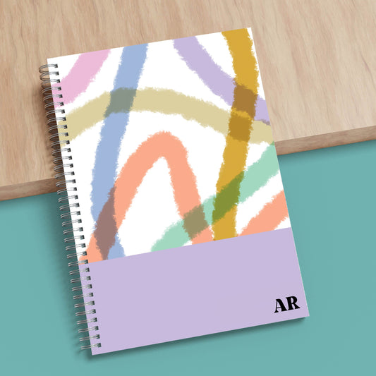 Personalised Pastel Chalk Print A5 Spiral Bound Notebook
