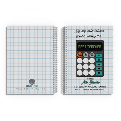 Personalised Gift for Maths Teacher | Calculator A5 Spiral Bound Lined Paper Notebook