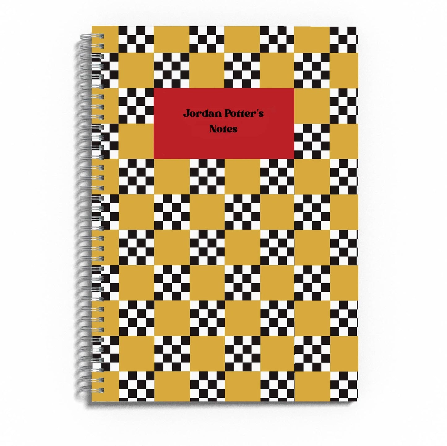 Personalised 90s Check Print A5 Spiral Bound Notebook