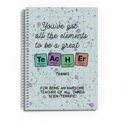 Personalised Gift for Science Teacher | Periodic Table A5 Spiral Bound Notebook
