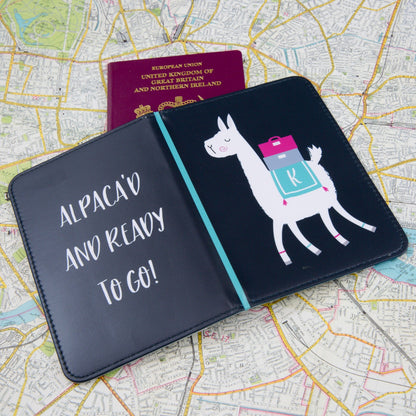 Alpaca Pun Print - Alpaca'D And Ready To Go Custom Passport Holder - Fun Secret Santa Stocking Filler