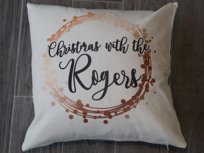 Personalised Christmas Cushion - Modern Metallic Effect Design in choice of colours