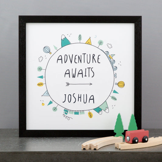 Personalised Children's Bedroom Picture - Adventure Themed Print - Christening Or Birthday Gift