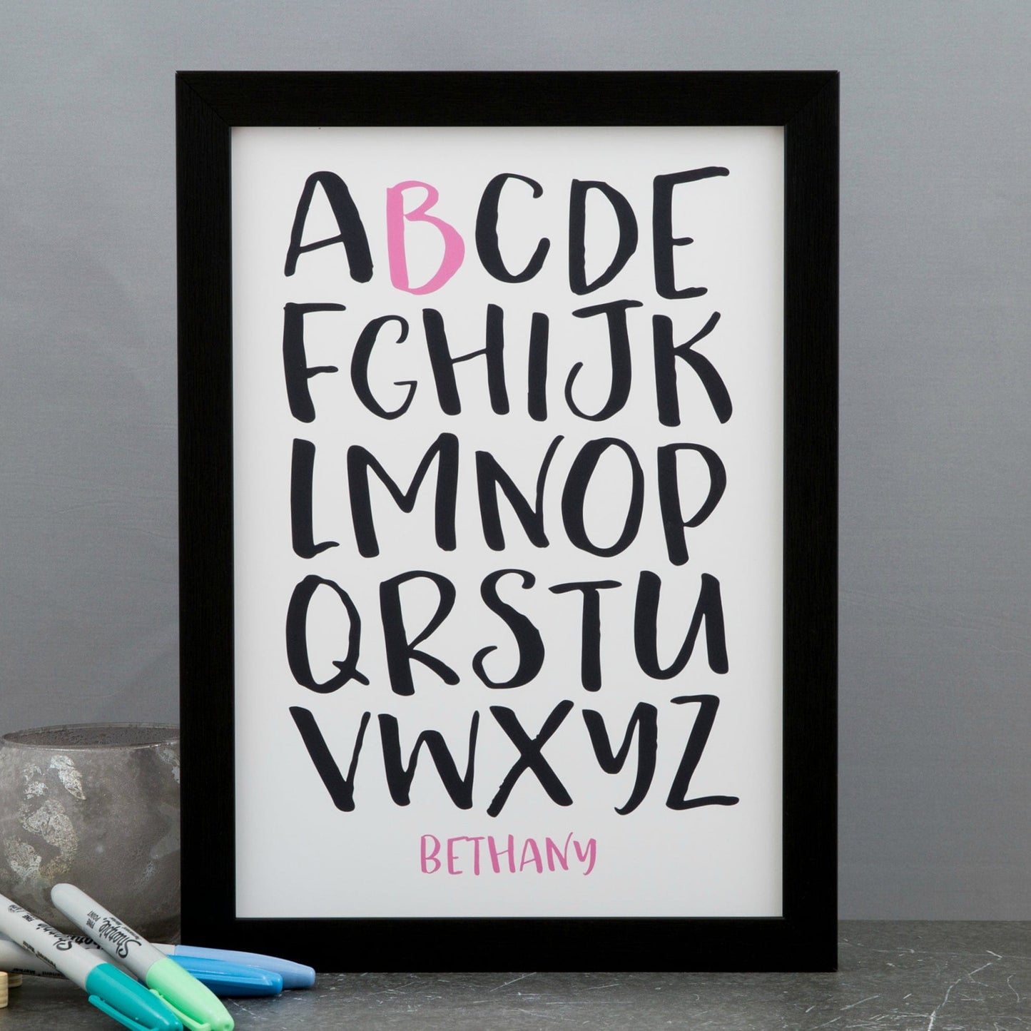 Modern Nursery Print - Personalised Alphabet Print For Baby Or Kids Bedroom - Kids Birthday Gift
