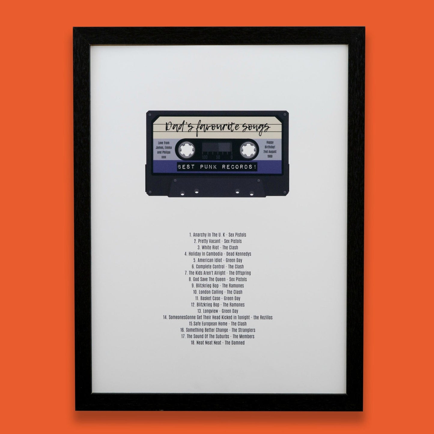 Music Themed Present - Mix Tape Cassette With Track List Or Set Personalised - Gift For Him