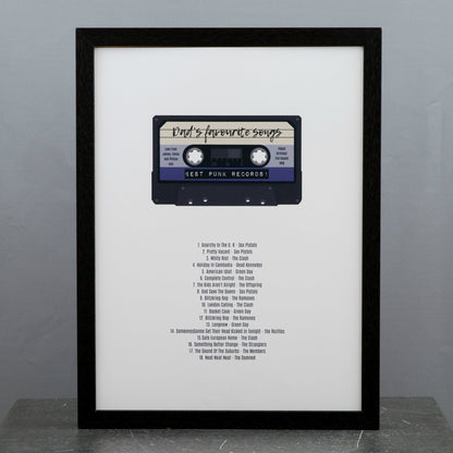 Music Themed Present - Mix Tape Cassette With Track List Or Set Personalised - Gift For Him