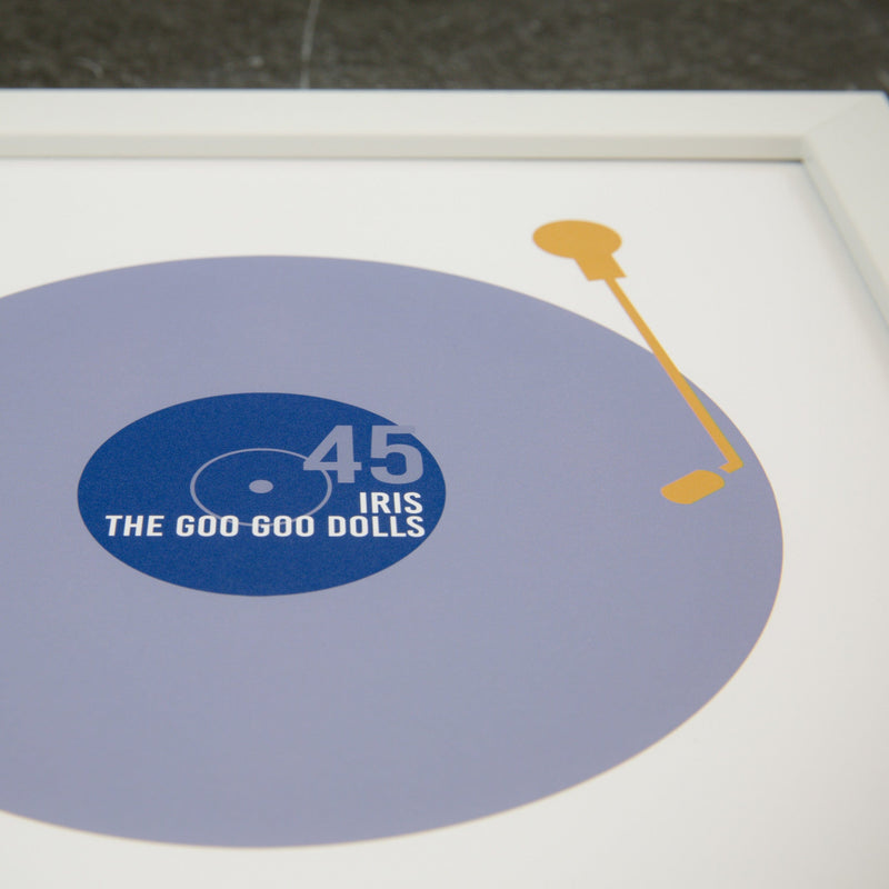 Personalised Gift For Wedding Or 1st Anniversary For Him - Simple Vinyl Turntable Design - Any Song Print