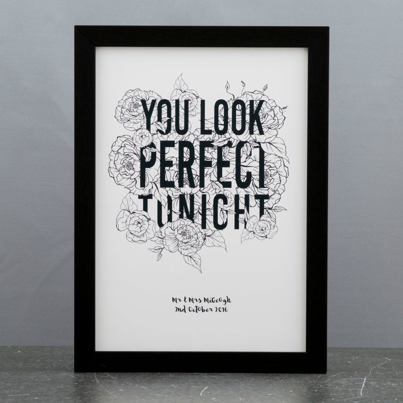 Wedding Anniversary Gift - Peonies Wrapped Around Song Lyrics Or Quote - Botanicals Gift For Her