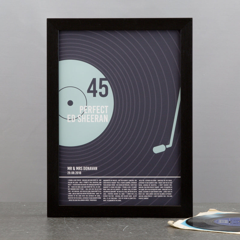 Gift For Birthday Or Wedding Anniversary - Personalised Song Lyrics Record Print - Typography Print For Him