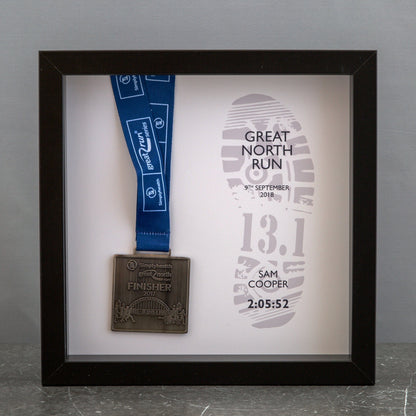 Running Medal Framed Display Gift - Personalised Race Result Print - Marathon Half 5K 10K Ultramarathon