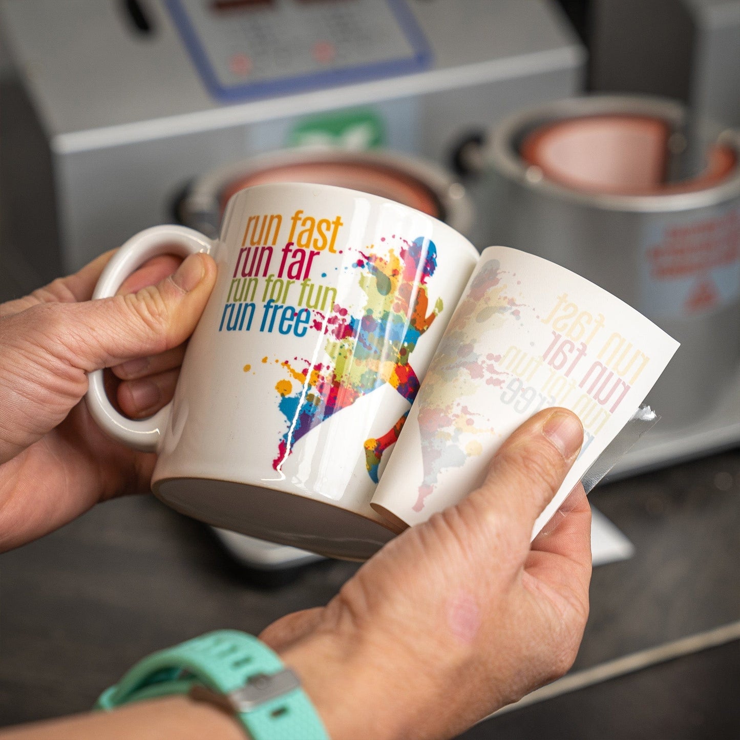 Motivational Mug Gift For Runner - 'Run Free' Rainbow Pride