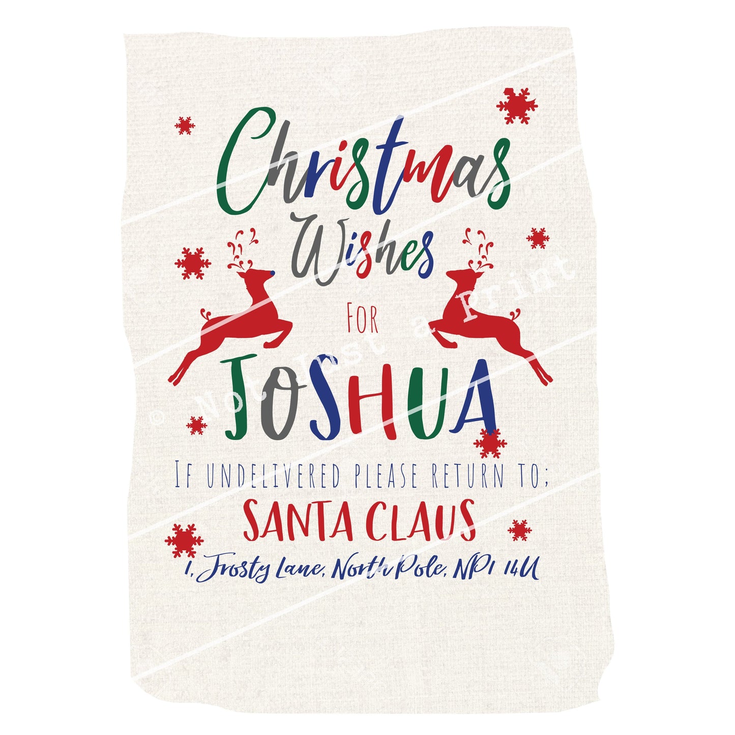 Customised Christmas Sack - Reindeer Themed With Mexicana Twist - Colourful Christmas Bag With Any Name