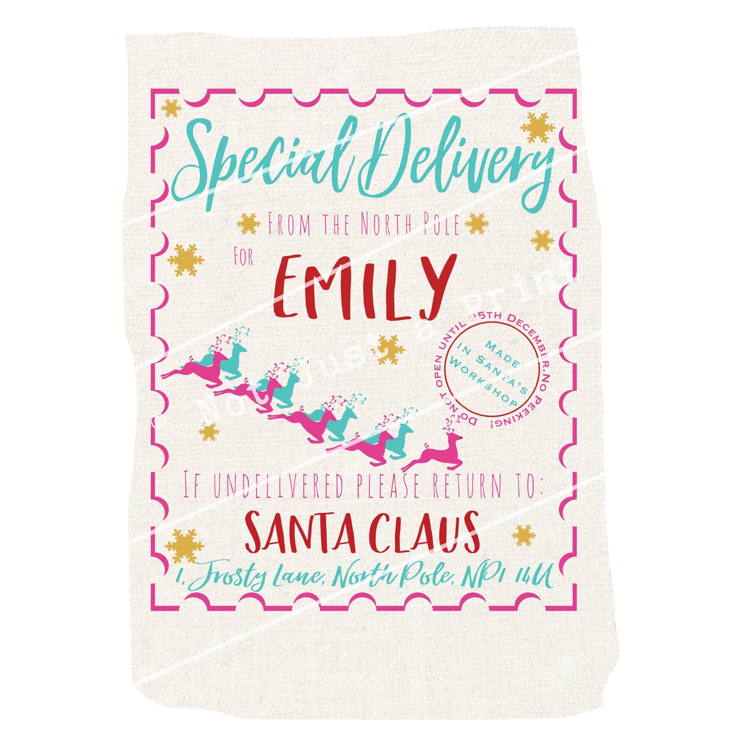 Multi-Coloured Christmas Decorative Gift Sack - Personalised With Name - Kids Teens Or Adults Santa Sack