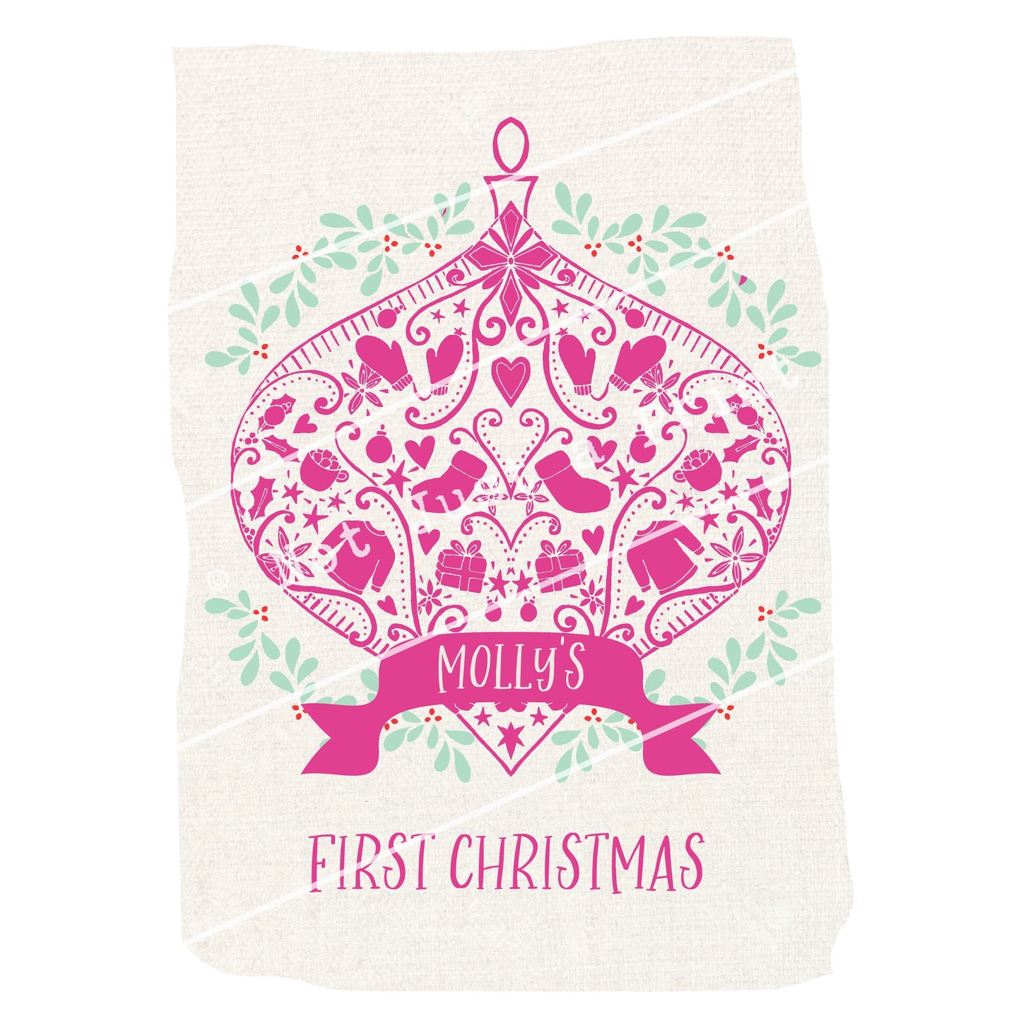 Decorative Christmas Sack - Customised For 1st Christmas Or Eve With Any Words - Kids Or Adults Gift Bag