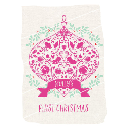 Decorative Christmas Sack - Customised For 1st Christmas Or Eve With Any Words - Kids Or Adults Gift Bag