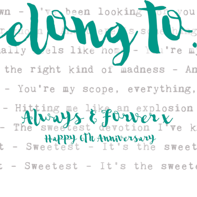 Song lyrics print in simple typography design