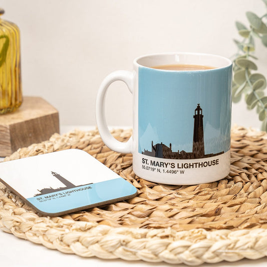 St Mary’s Lighthouse Whitley Bay Mug & Coaster