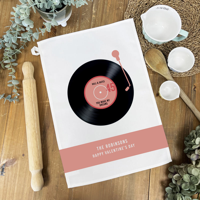 Personalised Tea Towel - Wedding Song Vinyl Record Gift