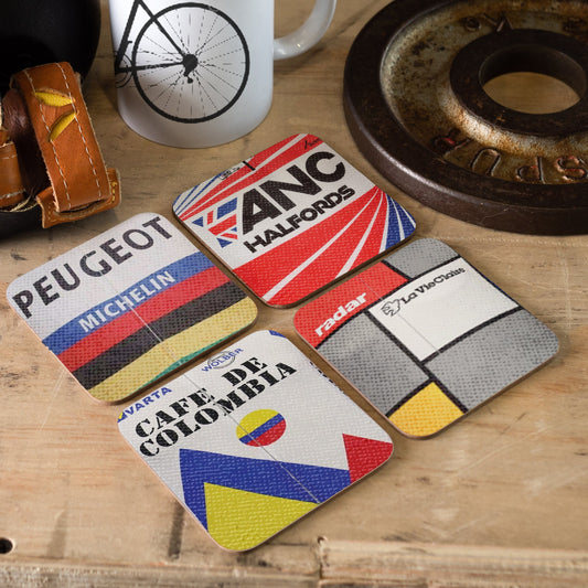 Gift for Cyclist - Retro Cycling Jersey Set of Coasters - Coaster Father's Day Gift For Bike Mad Dad