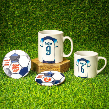 Personalised England World Cup Strip Family Mug Set
