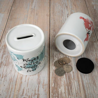 Adventure Themed Money Box - Fund For Wanderlust Traveller - Travel Adventures Saving Jar Piggy Bank