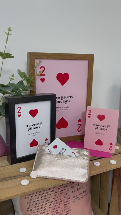 Two of Hearts Playing Card Personalised Greetings Card
