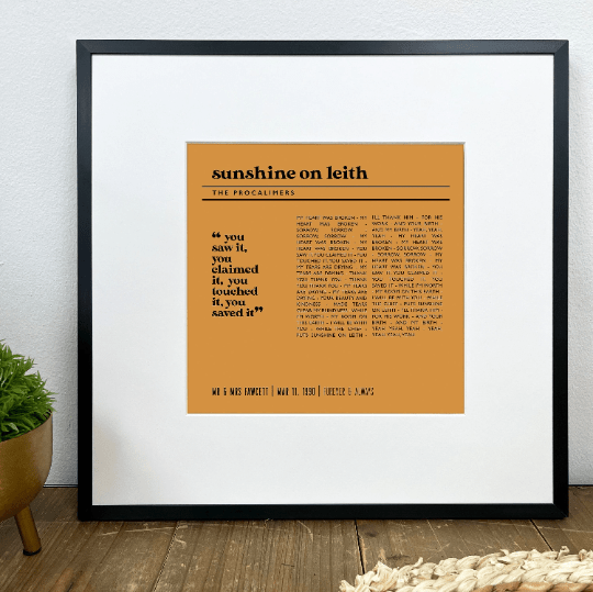 Custom Song Lyrics Print - Any Words - Framed Personalised First Dance or Favourite Lyrics Record Sleeve Style Poster